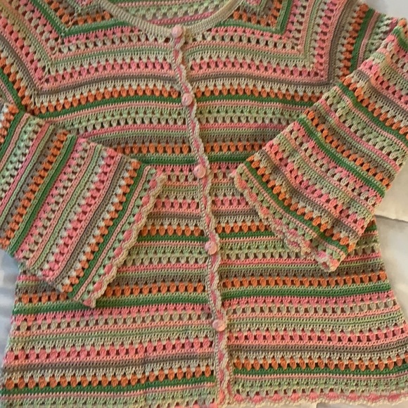 Sigrid Olsen XS multi colored cotton crochet sweater - Picture 3 of 7
